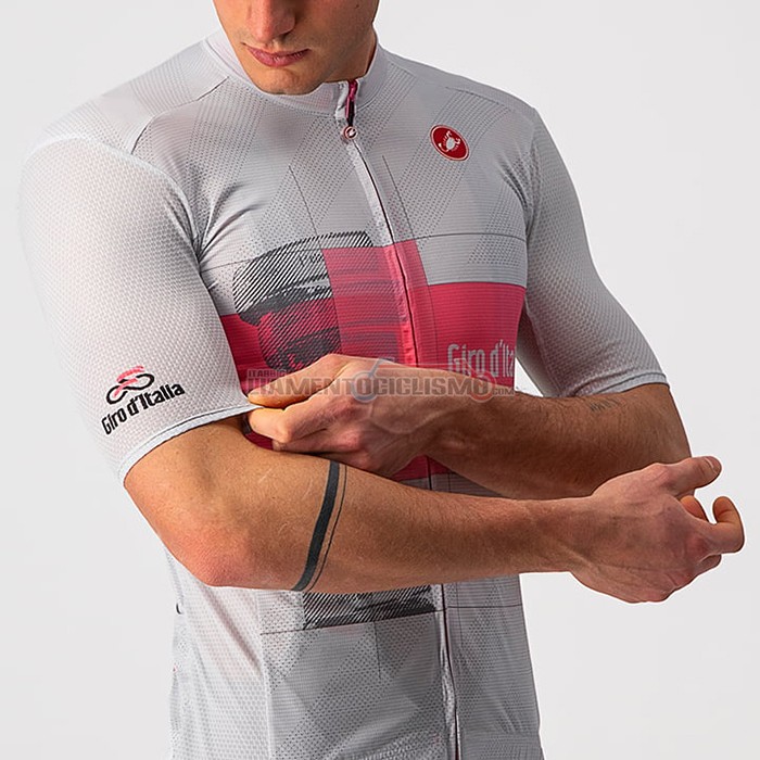 Abbigliamento Ciclismo Giro d'Italia Manica Corta 2021 Bianco Rosa
